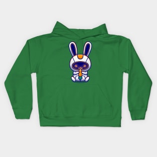 Cute Rabbit Robot Hug Carrot Cartoon Kids Hoodie